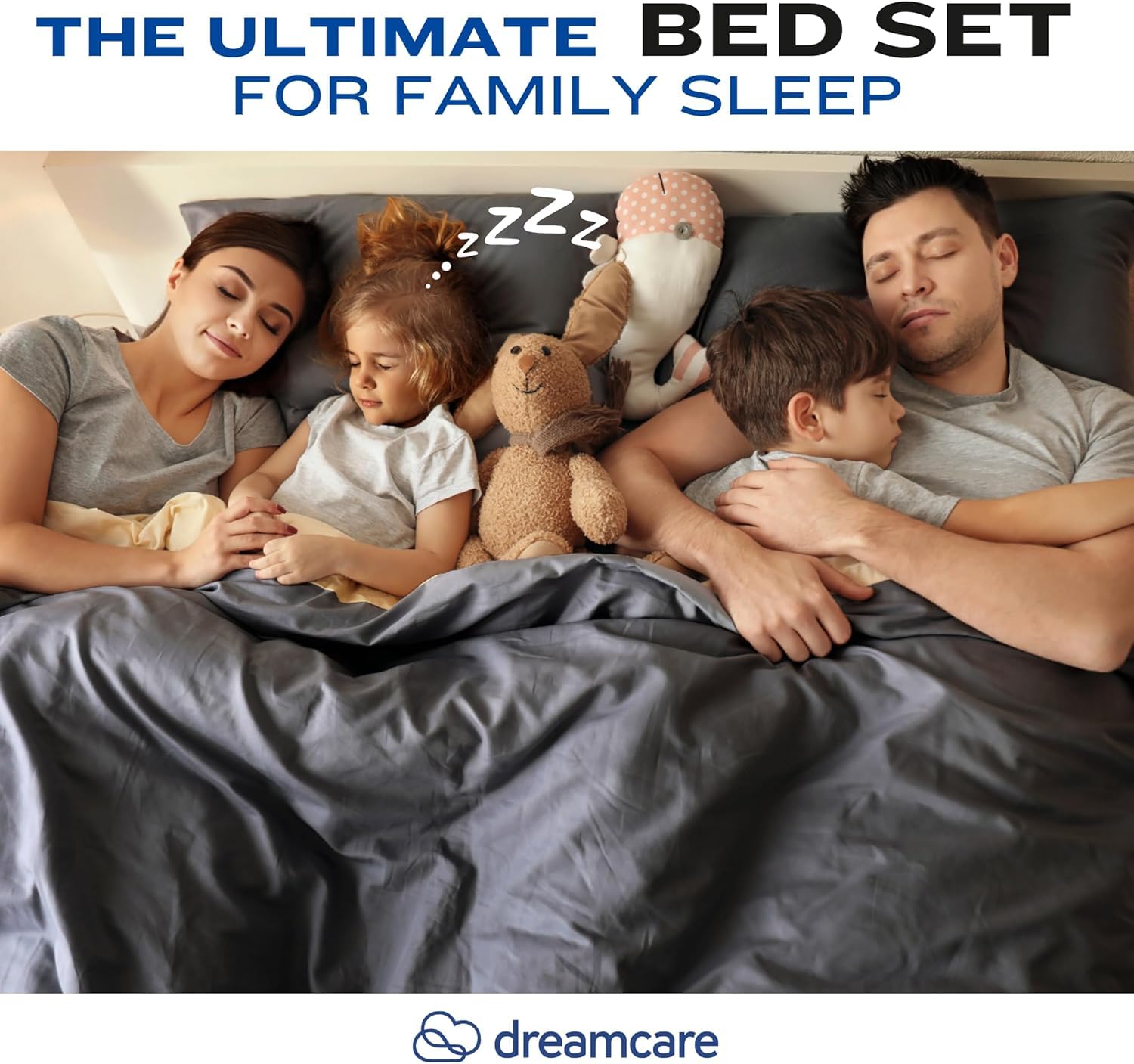 DREAMCARE King Size Bed Sheets - 4 Piece Deep Pocket King Sheets Set - Up to 21in Luxury Hotel Bedding Sets - Draps Lit King - Elegant Comfort - Shrink & Fade Resistant - (King Extra Deep, Gray)
