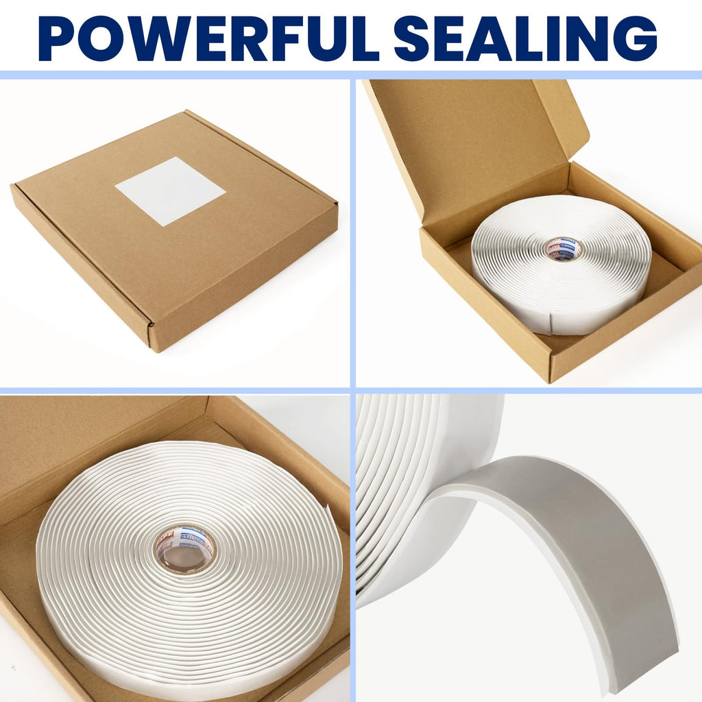 ADHES Premium Butyl Sealant Tape 1" x 30 'x 1/8" White Butyl Rubber Sealant Tape for RVs, Vehicles, Marine and Home Repair – Ideal for Headlights, Windows, Doors, and Windshields