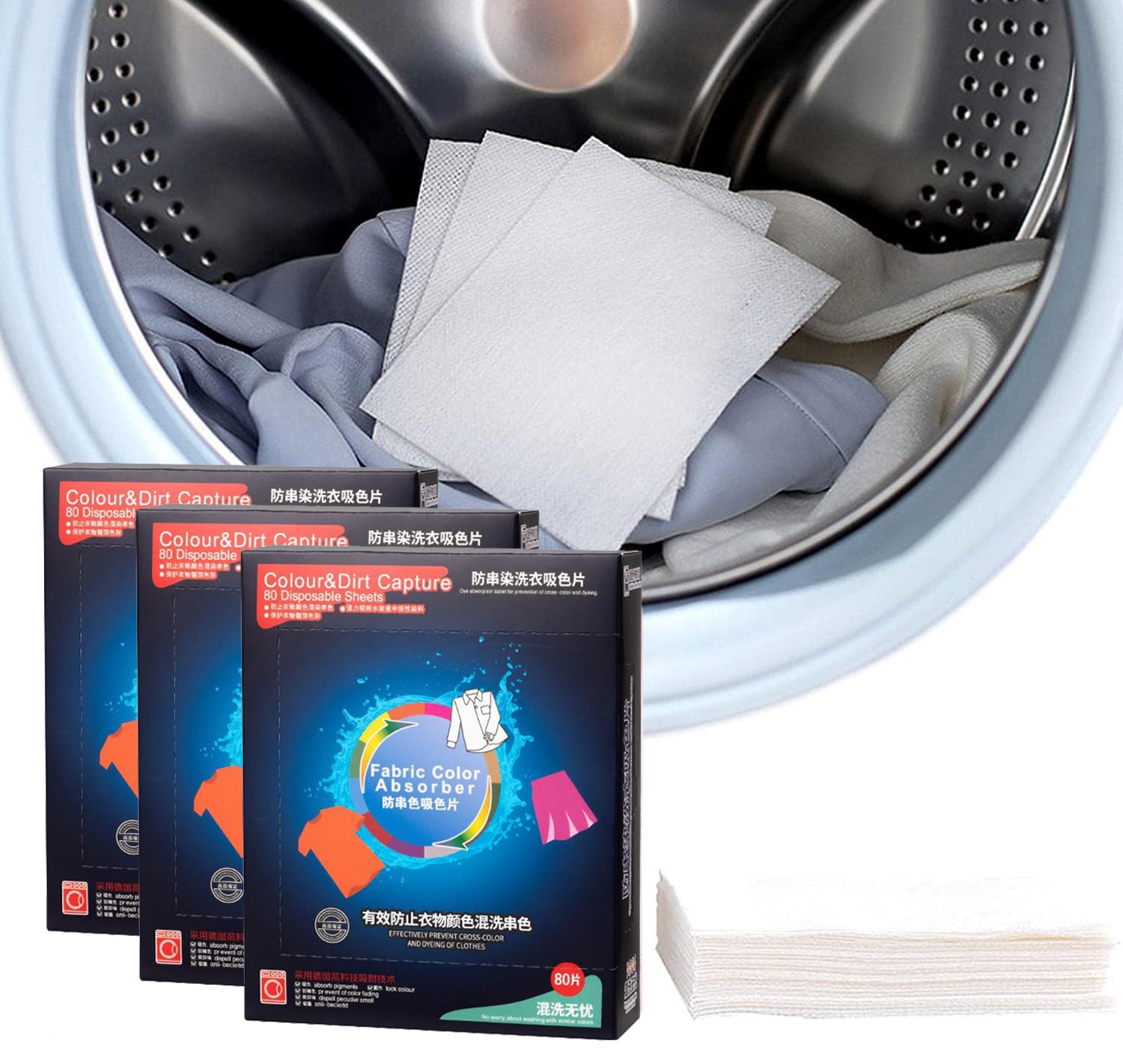 Colors Absorber Laundry Sheets 240 Count, Dye Guard Color Grasper Sheets to Prevent Clothes for Washing Machine, Fragrance Free Color Trapping for Home or School, Maintain Original Colors of Cloth