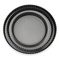 Tosnail Set of 3 Non-Stick Round Quiche Pan, 12 Inch, 10 Inch, 8 Inch Fruit Tart Pan, Fluted Pie Pan with Removable Bottoms