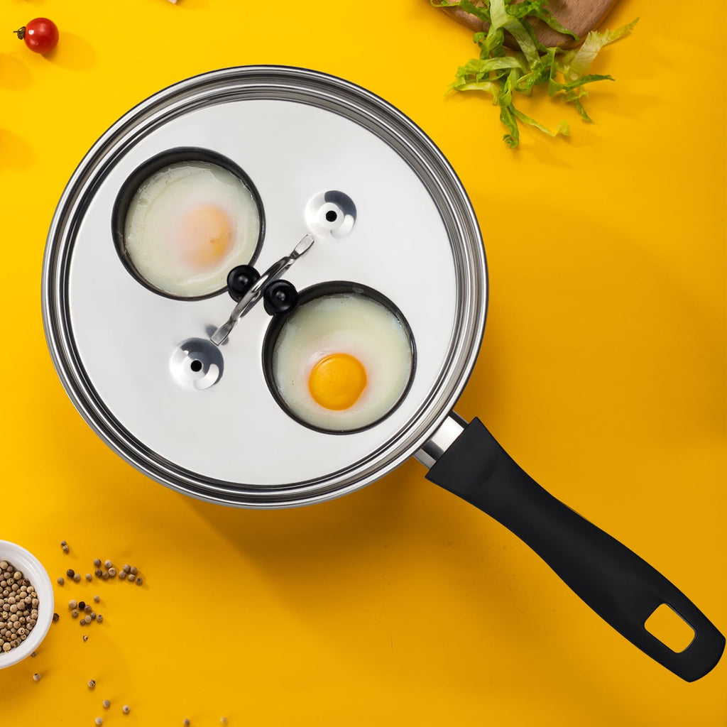 MARSKITOP Egg Poacher, Nonstick Poached Eggs Cooker, Stainless Steel Egg Poaching Pan Food Grade Safe PFOA Free