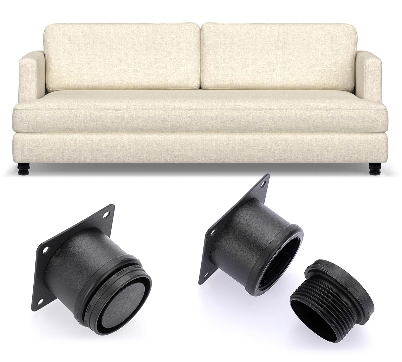 BTSKY 8Pcs 2 Inch Adjustable Height Furniture Legs Feets - Metal Furniture Risers Stainless Steel Cabinet Sofa Legs Heavy Duty Replacement Legs Extenders for Desk Table Chair