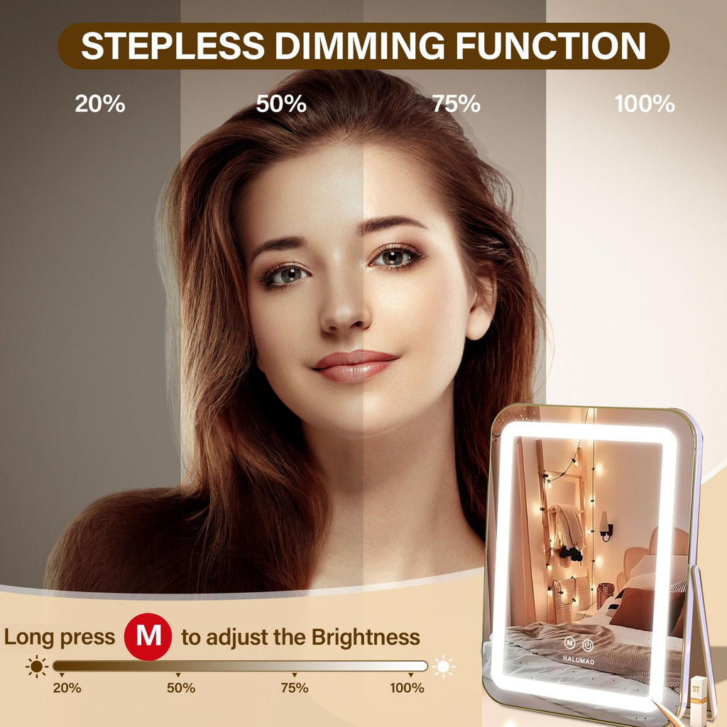 halumao Vanity Mirror with Light, Lighted Makeup Mirror with 3 Colour, Hollywood Mirror