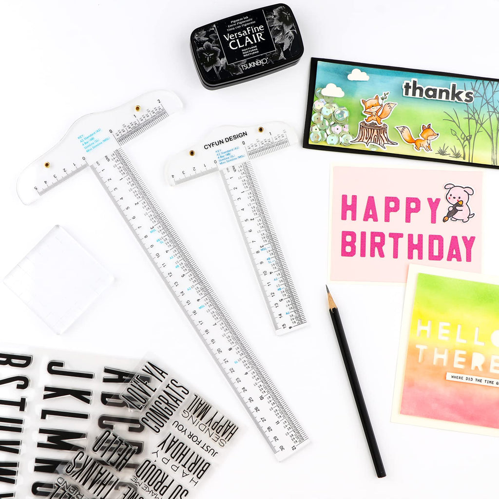 CYFUN DESIGN 12" 6" Acrylic T-Square Ruler, 3 Pack, Transparent, T Ruler, for Crafting Drafting and General Layout Work Art Framing & Drafting Scrapbooking Crafting