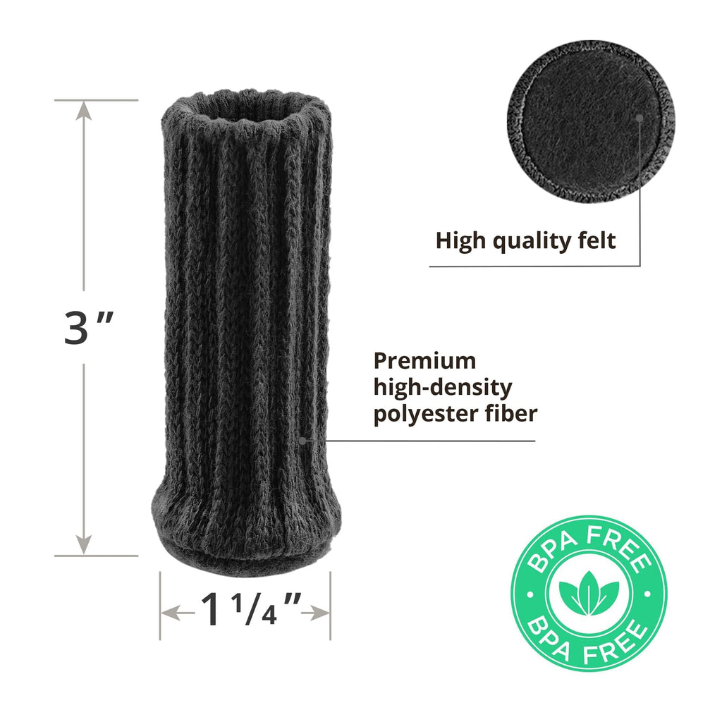 Chair Leg Socks X-PROTECTOR – 24 PCS Furniture Socks – Chair Covers for Legs 1”-2” - Chair Leg Floor Protectors – Black Hardwood Floor Protectors – Knitted Chair Feet Socks – Shape Doesn't Matter!