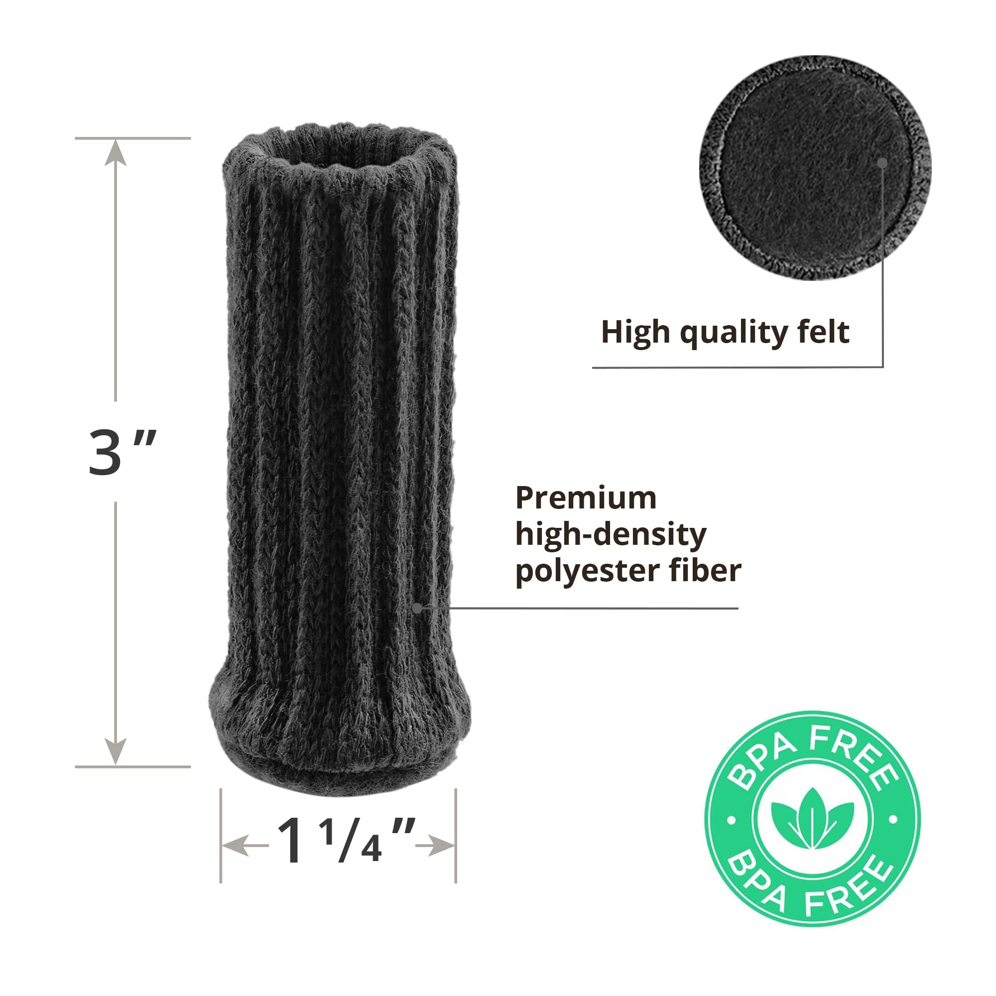 Chair Leg Socks X-PROTECTOR – 24 PCS Furniture Socks – Chair Covers for Legs 1”-2” - Chair Leg Floor Protectors – Black Hardwood Floor Protectors – Knitted Chair Feet Socks – Shape Doesn't Matter!
