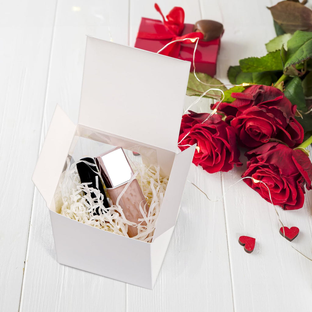 AVLA 50 Pack Gift Boxes for Sublimation Mugs, 4.3x4.3x5'' Small White Packaging, 12OZ 15OZ Transparent Cups Wrapping With Clear View Window, Cupcake Christmas Ornament Box for Wedding