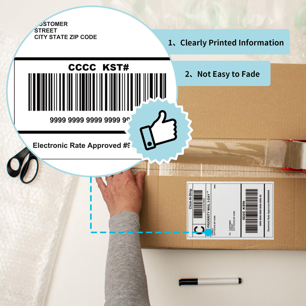 L LIKED 4x6 in Direct Thermal Labels, 1000 Pcs Fanfold Shipping Labels with Perforations, Thermal Printer Labels Compatible with Munbyn, Vretti, Rollo & Zebra Printer