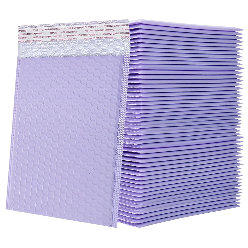 Bubble Mailers Waterproof 5 x 8 inches 50pcs Shipping Envelopes Multicolors Padded Envelopes Self Seal Adhesive (Purple)