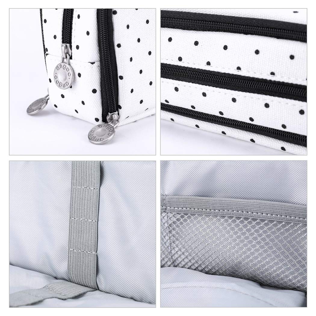 iSuperb Multi Compartments Pencil Case 3 Zippers Pencil Pouch Bag Square Grid Cosmetic Bags Organizer