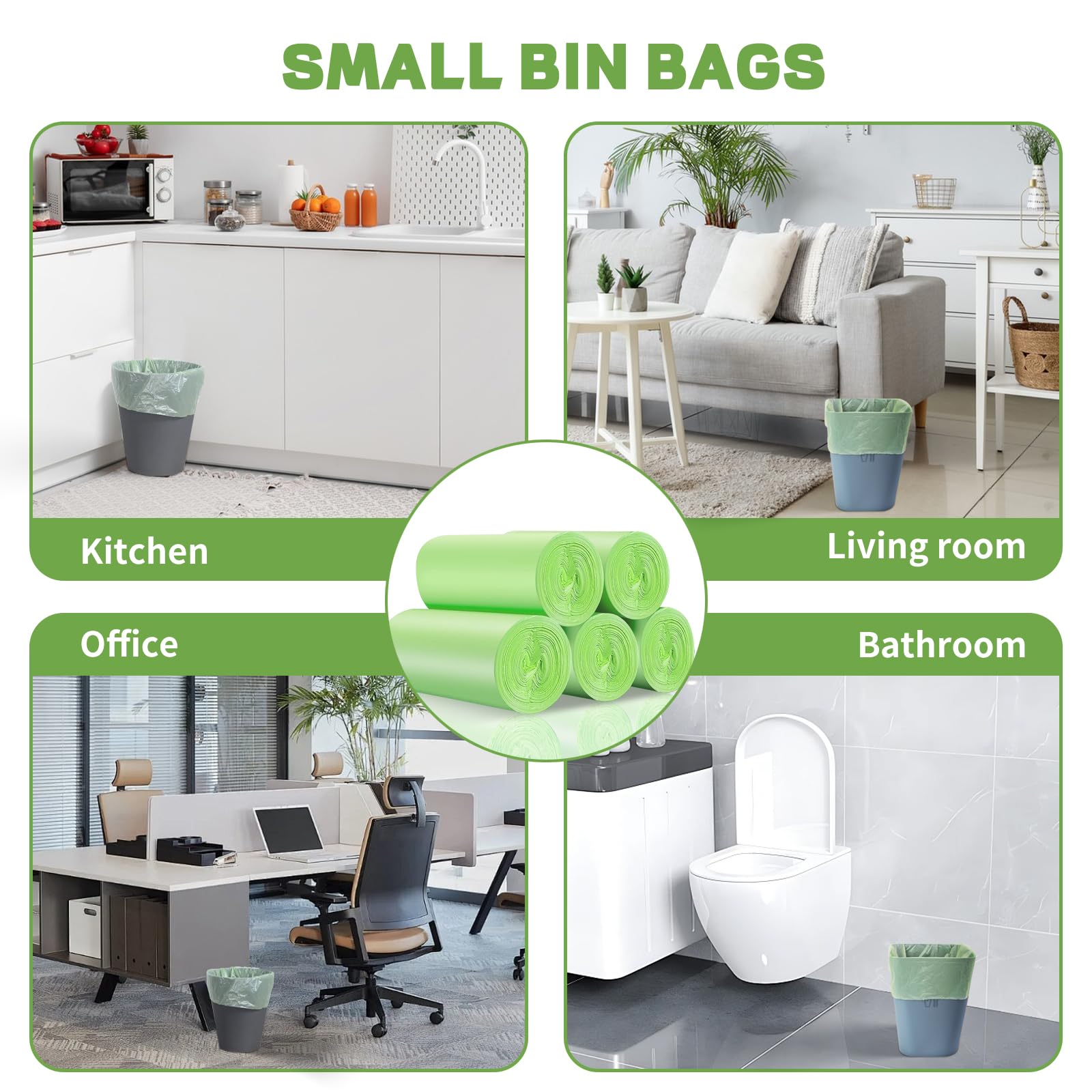 Compost Bags 15 L Biodegradable Garbage Bags 150 Count 4 Gallon Trash Bags for Kitchen Food Waste & Green Bin Compostable, Bathroom & Indoor
