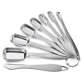8-Piece Square Measuring Spoons with Leveler: Doosu 18/8 Stainless Steel Narrow Tablespoon Teaspoon Set for Measure Dry & Liquid Ingredients, Kitchen Rectangular Spice Jar Scoop with Long Handle