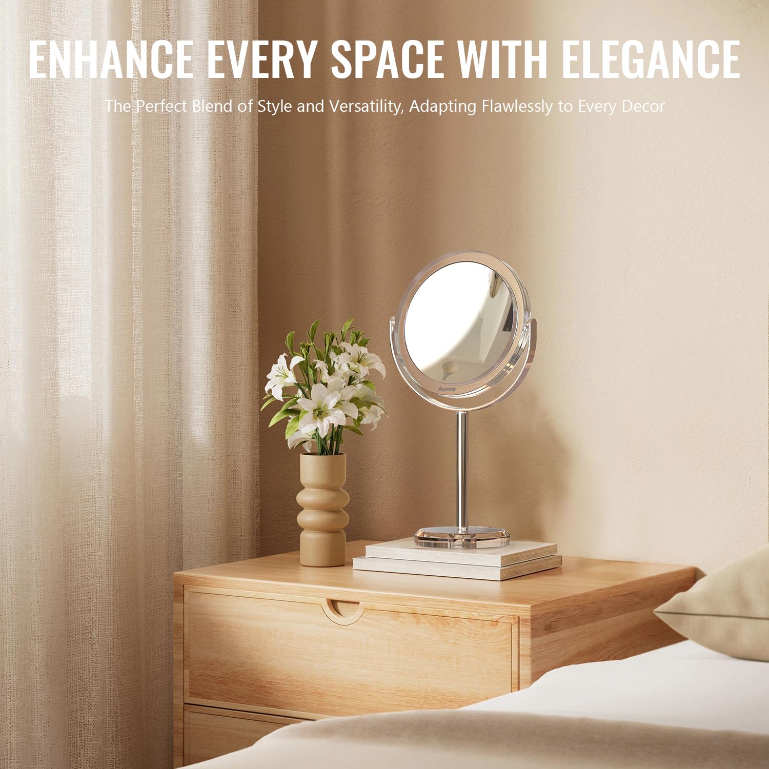 Auxmir Magnifying Mirror 30X /1X Makeup Mirror Double Sided with Magnification, Round Vanity Tabletop Mirror Crystal-Like Style 360° Rotation Portable for Dressing Table Desk Bathroom Bedroom Travel