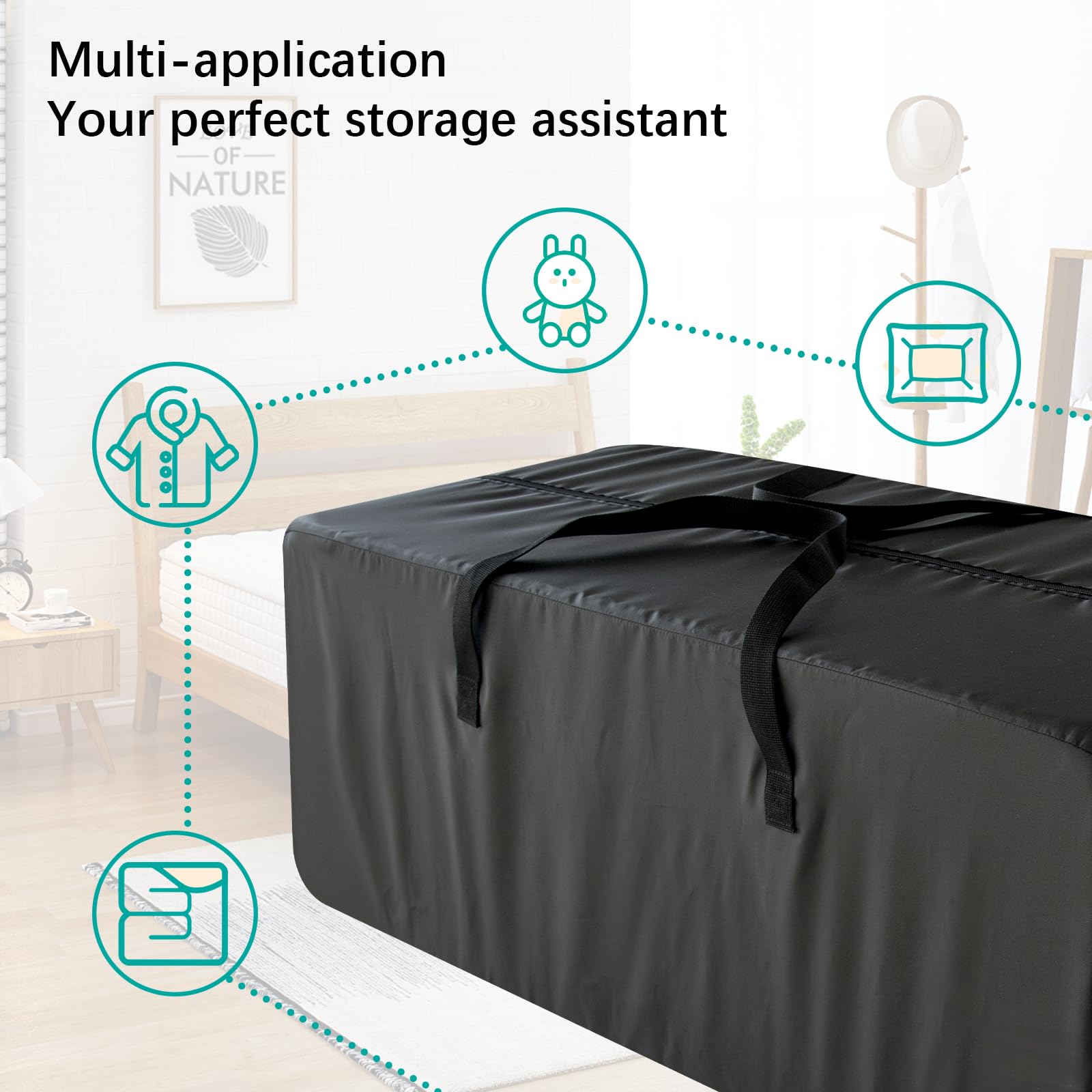6 Pack Extra Large Moving Bags with Reinforced Zippers, Foldable Heavy Duty Moving Boxes with & Handles,Storage Bags For Space Saving, Clothing Storage Christmas Decor Storage,Traveling