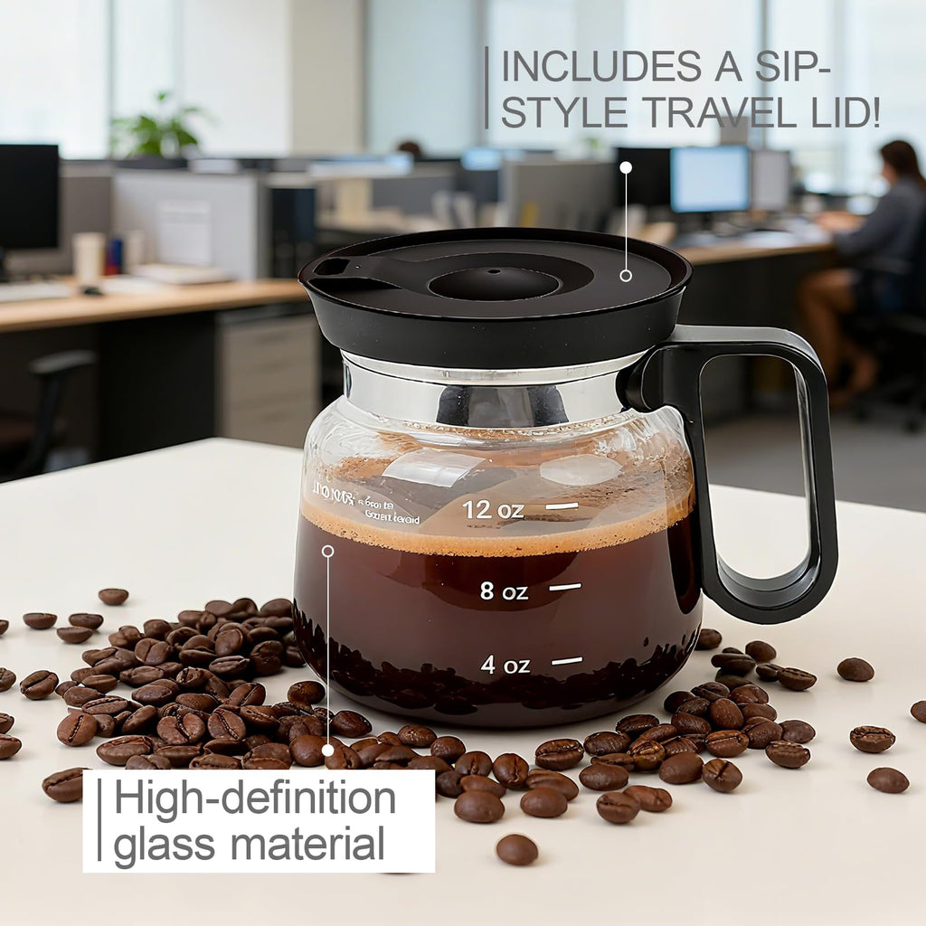 Julyxi 16 Oz Glass Coffee Mug – Coffee Pot Style, 16 Oz Glass Coffee Mug in Coffee Pot Shape, for Hot Cold Drinks Latte Cappuccino Home Office Kitchen(1pcs)