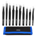 XOOL 10 PCS ESD Precision Tweezers Set, Anti-Static Stainless Steel Tweezers Kit for Electronics, Soldering, Craft, Jewelry, Model Building, Beauty