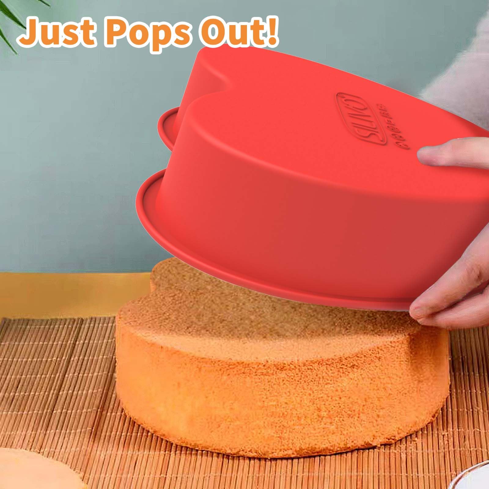 Silicone Heart Shaped Cake Pans (2 Pack) - 9 Inch Nonstick Heart Cake Pan, Heart Shaped Baking Pans for Cakes and Brownies