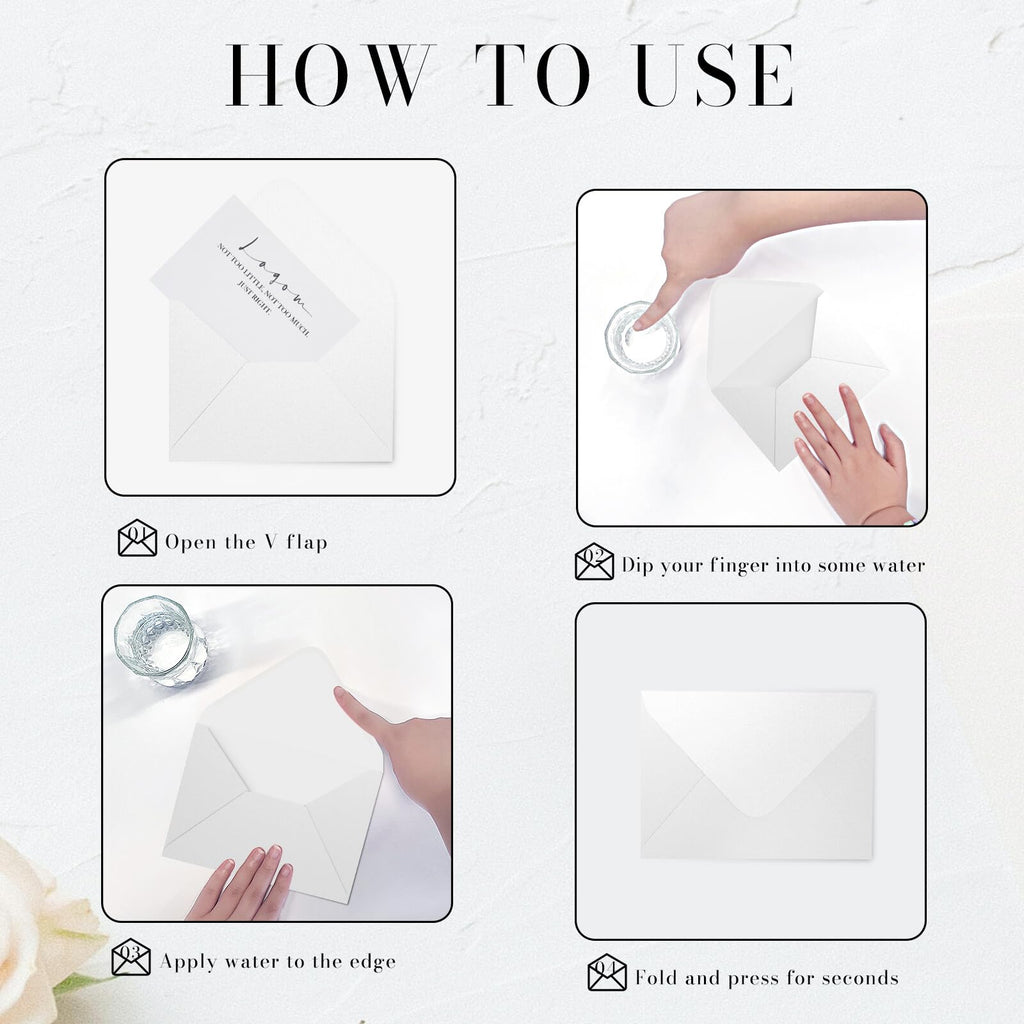 Shimmer Shiny White Envelopes 5.25 x 7.25 inches 100 PCS, Goefun A7 Euro V Flap Envelopes with Gummed Seal for 5 x 7 Cards, Wedding, Baby Showers, Birthday, Graduation