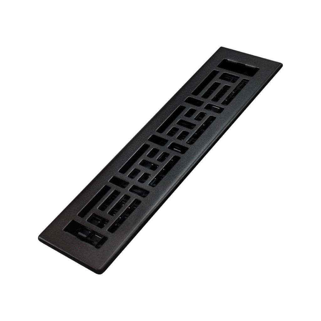 Decor Grates AJH212-BLK Oriental Floor Register, 2x12 Inches, Textured Black