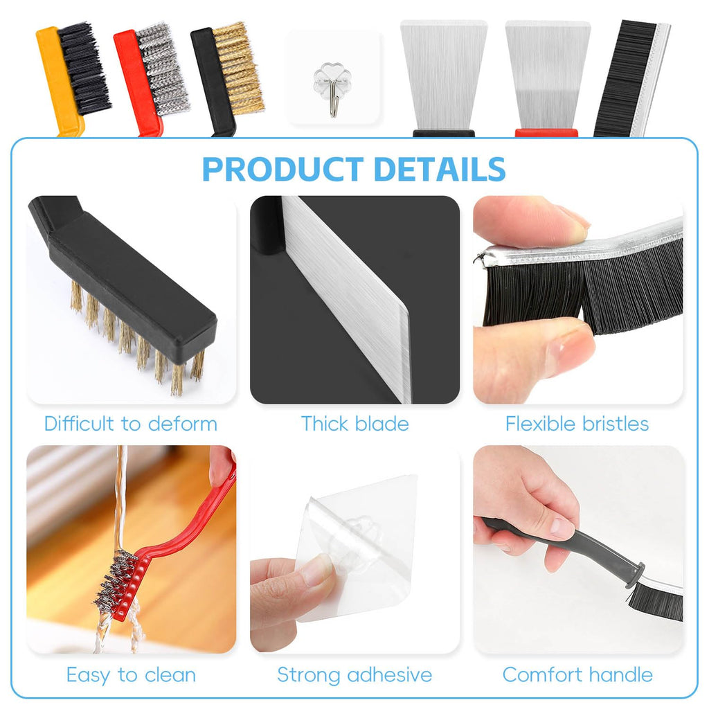Tiny Chou Cleaning Brush, 13Pcs Hard Bristle Crevice Cleaning Brush, Multifunctional Gap Scrub Brush, Bathroom Cleaner Tools for Household Use, Kitchen, Window Track, Faucets, Toilet, Grout,Car