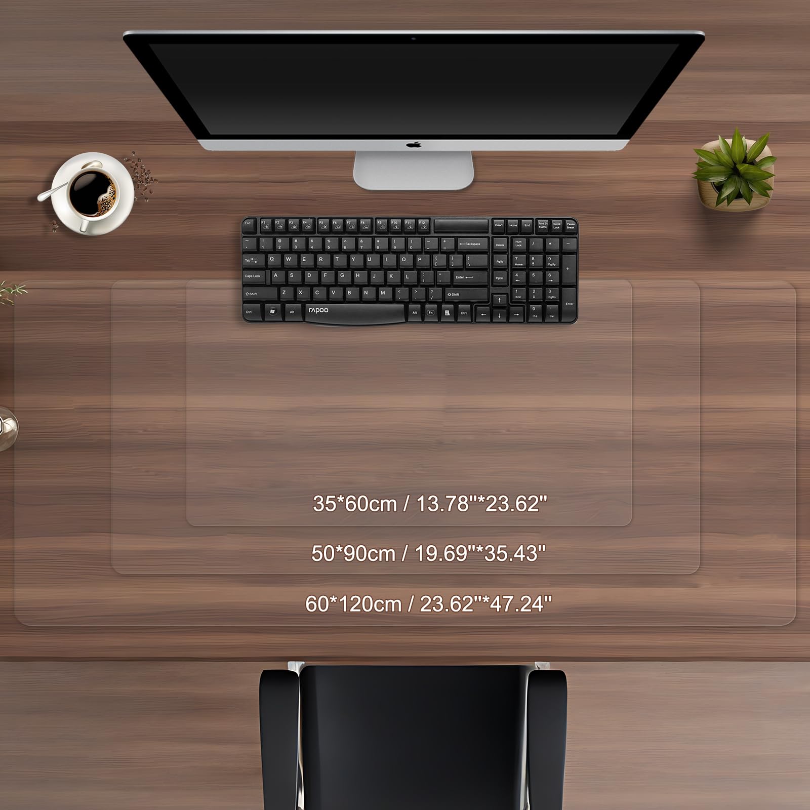 Clear Desk Mat, Desk Protector, Waterproof and Heat-Resistant PVC Round Edge Desk Pad with Non-Slip Backing, Suitable for Home and Office Multifunction Desk Mat, 15.75 x 27.56 Inches
