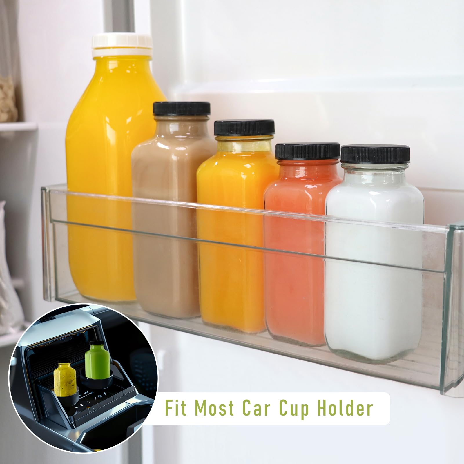 8 oz Glass Juice Bottles with Lids 6 Pack,Reusable Water Bottle,Juicing Bottles for Smoothies, Milk, Storage, Small and portable