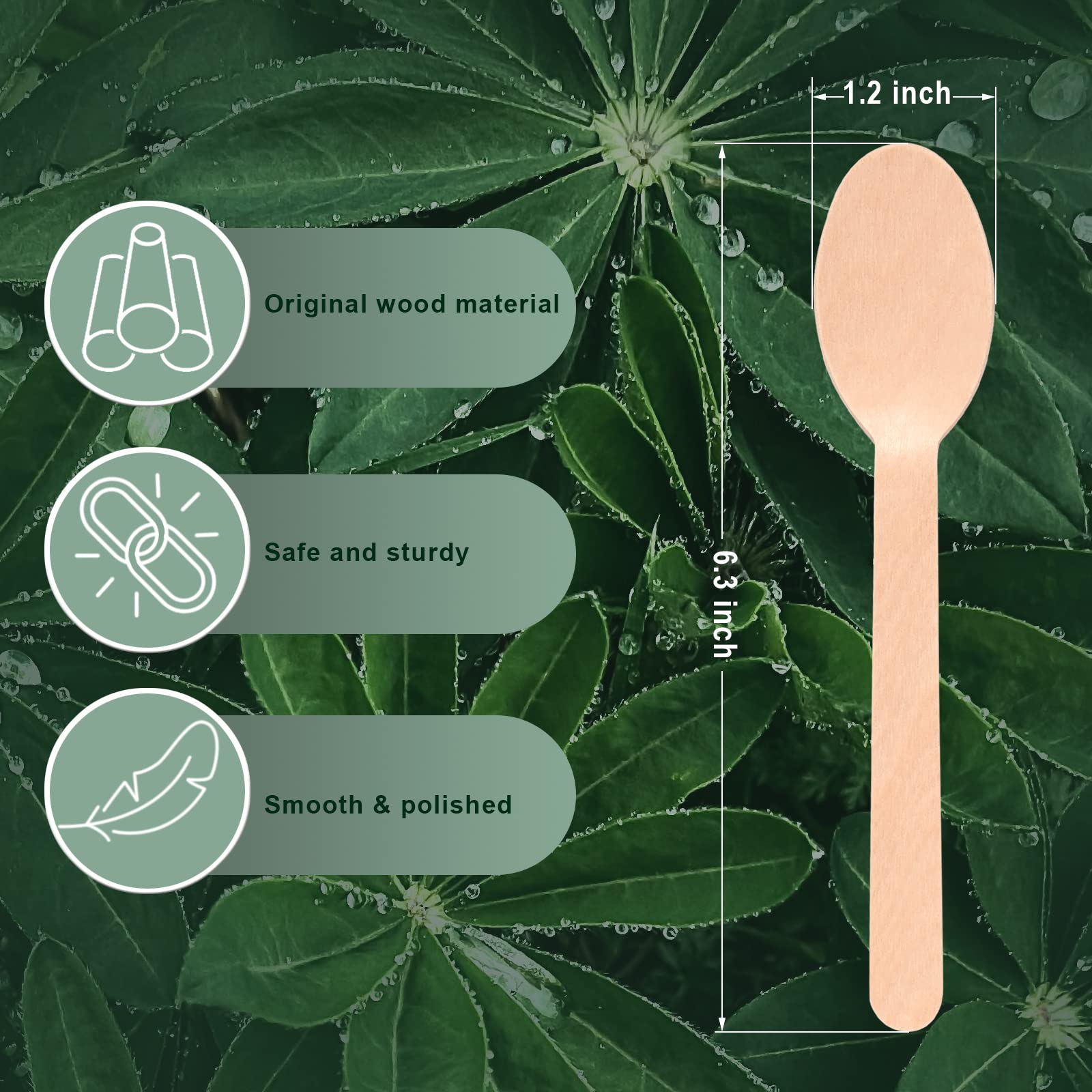 Disposable Wooden Spoons for Eating - 300Pcs Natural Wooden Spoons Disposable, Biodegradable and Compostable Wooden Cutlery for Dining, Ice Cream Dessert Spoons
