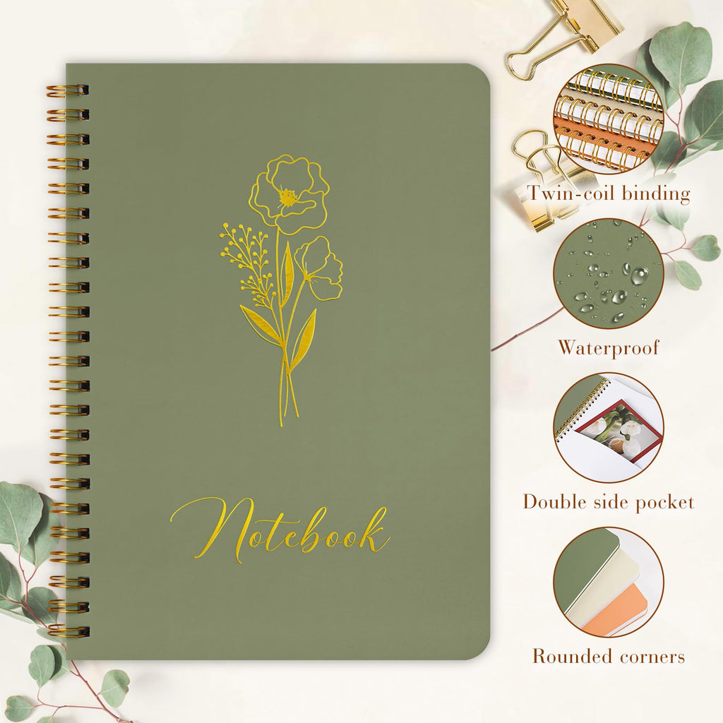 Lanpn Aesthetic Spiral Notebook Set of 3, 5.5 x 8 Pastel Notebook with Pocket 3 Pack, A5 Small Tear Out Lined Page Cute College Ruled Journal for Note Taking Writing for Women Man School Office Work