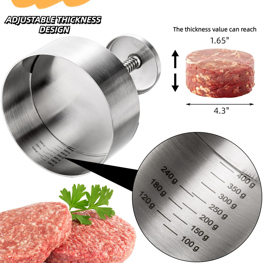ZOOFOX Burger Press, Non-Stick Patty Maker Mold, 18/8 Stainless Steel Hamburger Press for Beef, Vegetable, BBQ, Griddle and Cooking, BPA Free