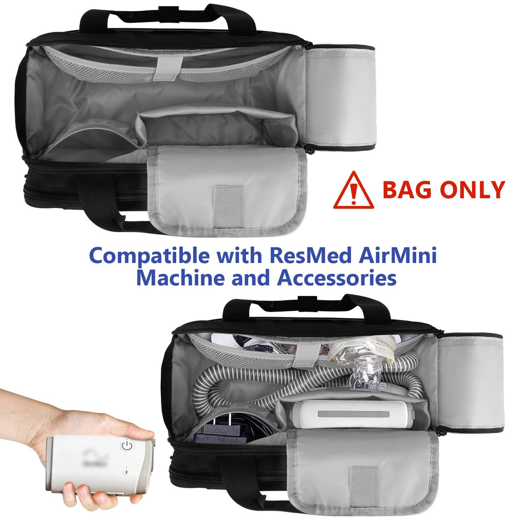 Travel Carrying Bag Compatible with ResMed AirMini CPAP Machine and Accessories,Portable Storage Organizer Case Fits for CPAP Equipment and Supplies(Bag Only)