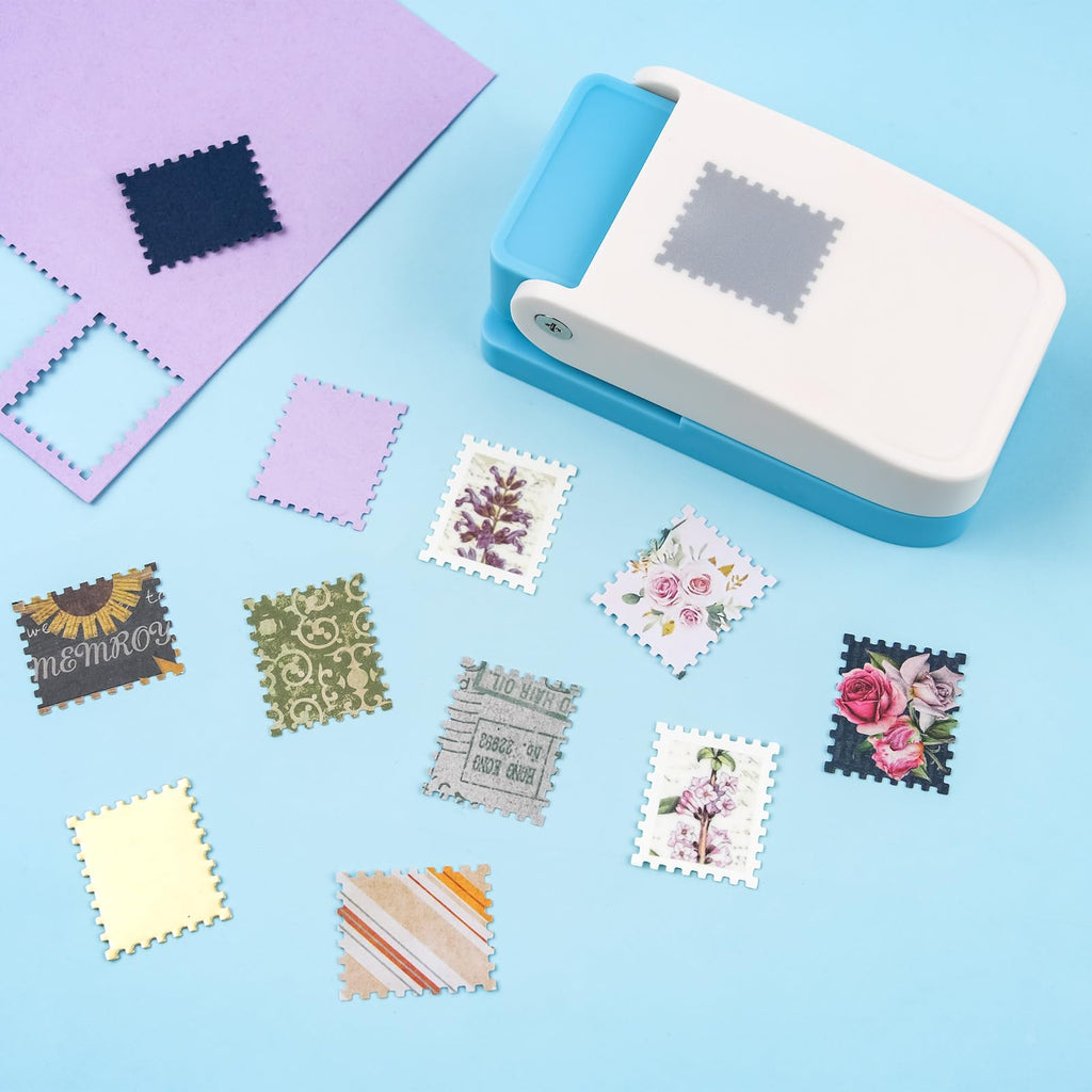 Stamp Puncher, Stamp Punch, Postage Stamps Punch, 1X0.8inch Rectangular Stamps Cutout Punches, Lever Paper Punches for Crafting, Square Craft Hole Puncher for Paper Crafts DIY Scrapbooking Journaling