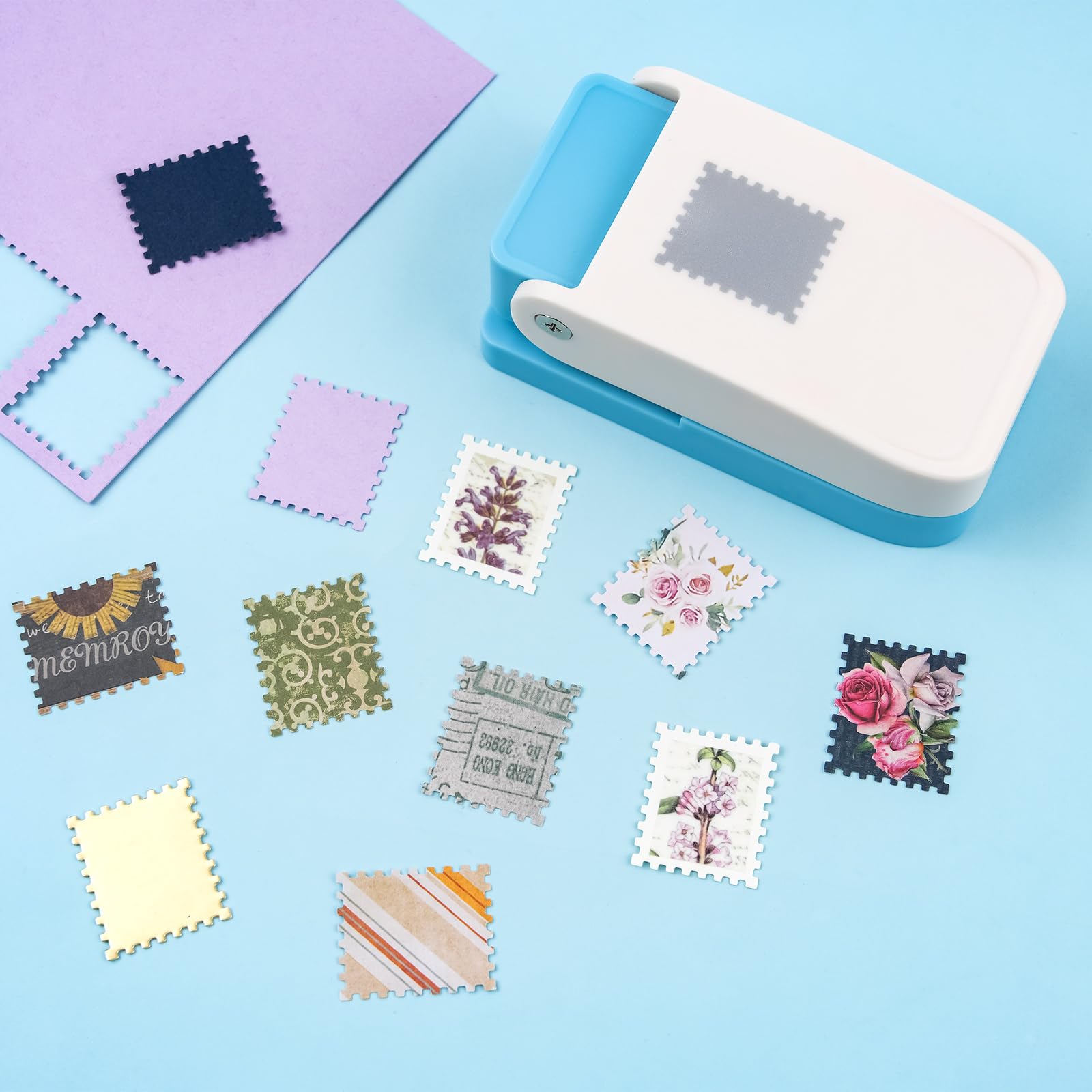 Stamp Puncher, Stamp Punch, Postage Stamps Punch, 1X0.8inch Rectangular Stamps Cutout Punches, Lever Paper Punches for Crafting, Square Craft Hole Puncher for Paper Crafts DIY Scrapbooking Journaling