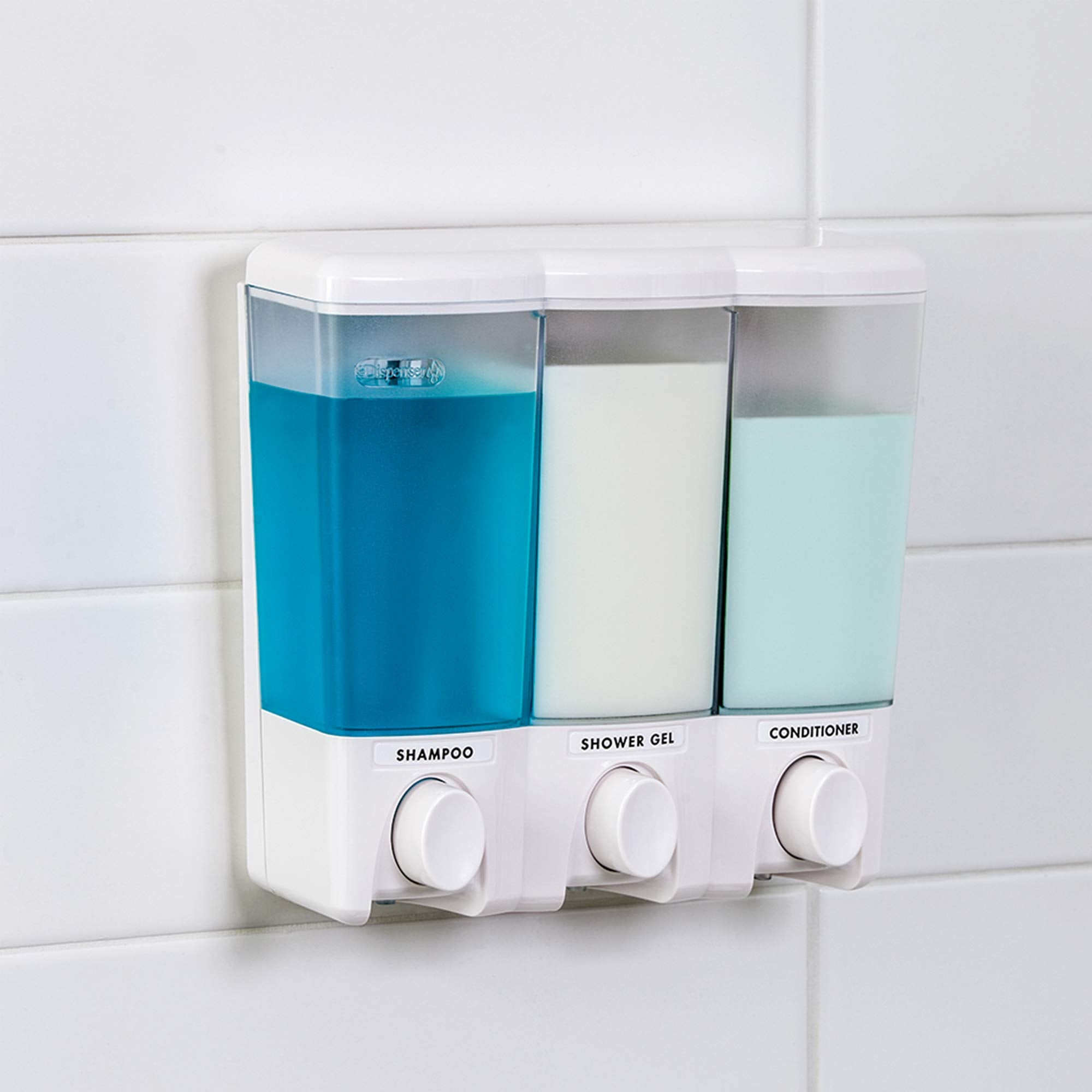 Better Living Products Clear Choice Dispenser Three Chamber Shower Dispenser, White