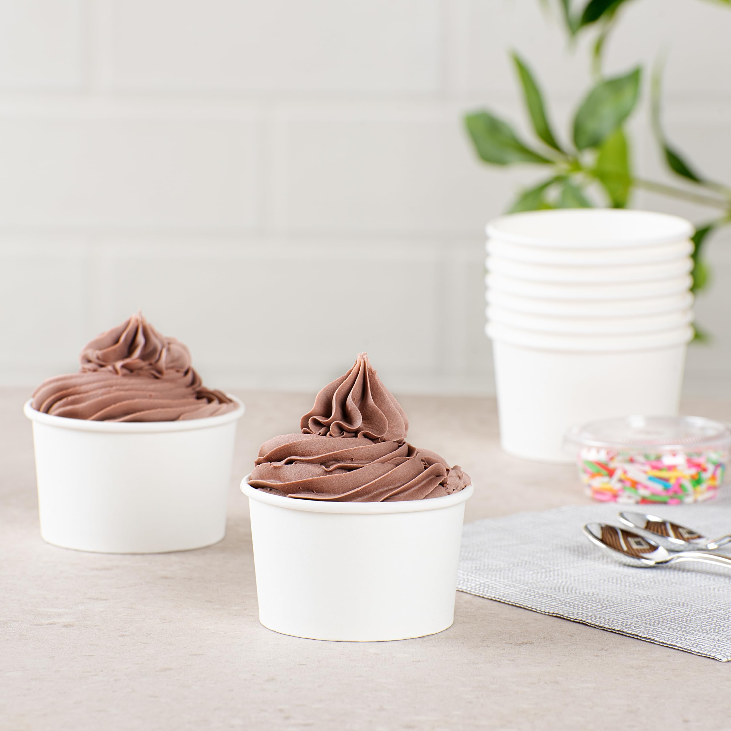 Restaurantware White 3 Count to Go Cup Disposable 3 x 3 x 1.8 Inches Paper Mini Cup Grease-Resistant Cup Recyclable Durable Design