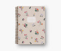 RIFLE PAPER CO. Ditsy Dahlia Spiral Notebook, Full-Color Illustrated Softcover with Gold Foil Accents, 150 Ruled Perforated Pages, 6.25" W x 8.5" L, Pocket Folders for Storage