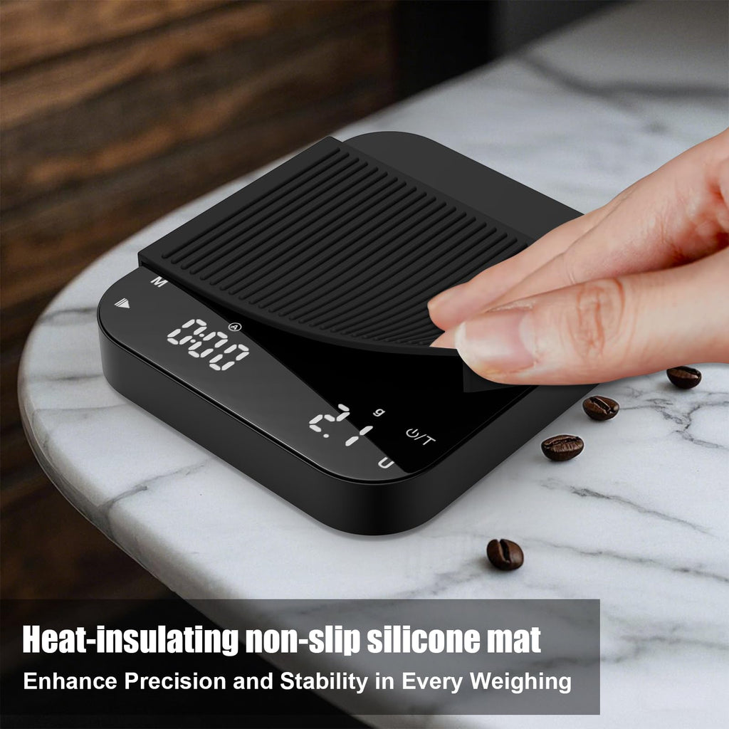 Diyife Rechargeable Coffee Scale, 0.1 g/3kg High Precision Espresso Scale with LED Display and 2 Timer Modes,6 Weighing Units,Silicone Protective Case. Kitchen Scale for Weighing Coffee and Ingredient