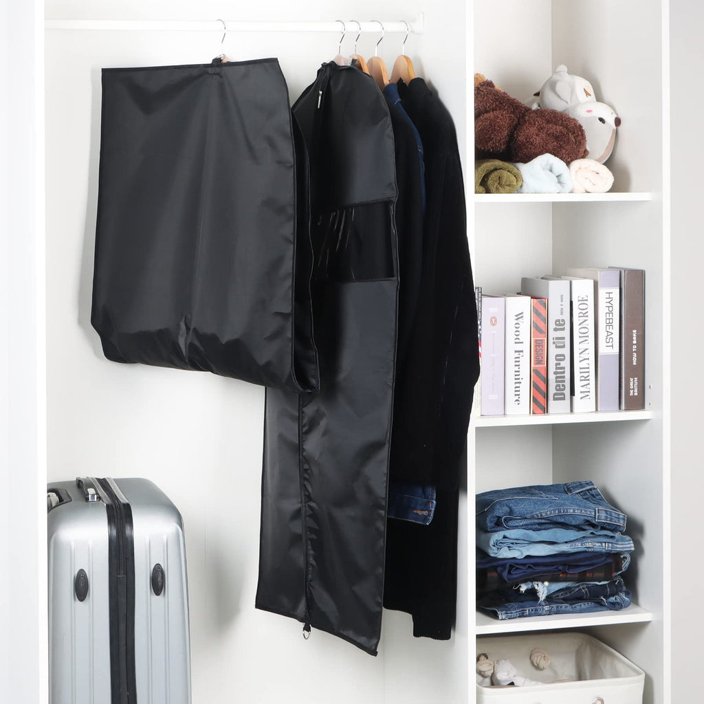 Univivi 5 pcs Garment Bag 110 cm/43 inch Suit Bag with Clear Window,Zipper,Washable Oxford Fabrics Suit Cover for Suits, Jacket,Coats (24"x43"-5pcs- Oxford)