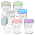 Xyptorix 16 oz Overnight Oats Containers with Lids, 6-Pack Leak-Proof Wide Mouth Mason Jars & Separate Compartments for Fruits/Nuts, Airtight Glass Jars for Chia Pudding, Yogurt, Parfait and Salad