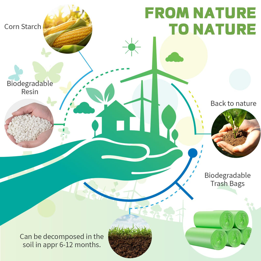 Compost Bags 15 L Biodegradable Garbage Bags 150 Count 4 Gallon Trash Bags for Kitchen Food Waste & Green Bin Compostable, Bathroom & Indoor