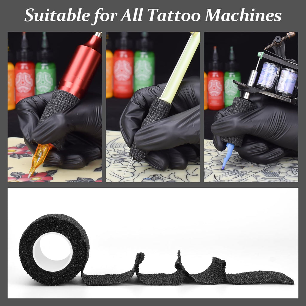 ATOMUS 24pcs Self Adhesive Bandage 5cm Cohesive Bandage Tape Wrap for Tattoo Grip Bandage Machine Pen Pet Sports (24pcs Black)