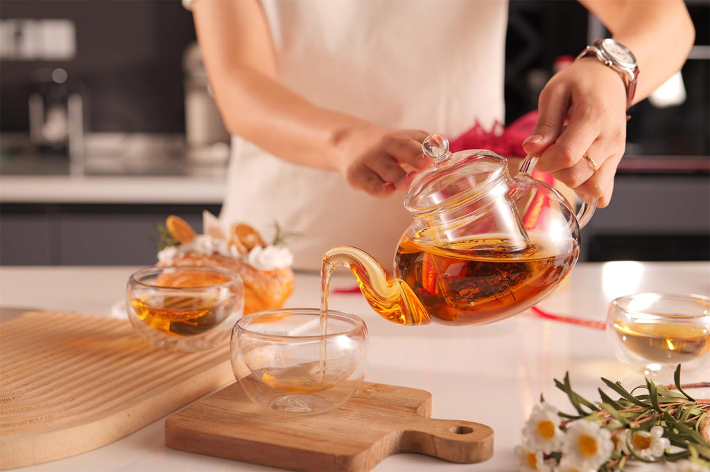 CnGlass Glass Teapot Stovetop Safe,Clear Teapot with Removable Infuser 20.3 oz,Loose Leaf and Blooming Tea Maker