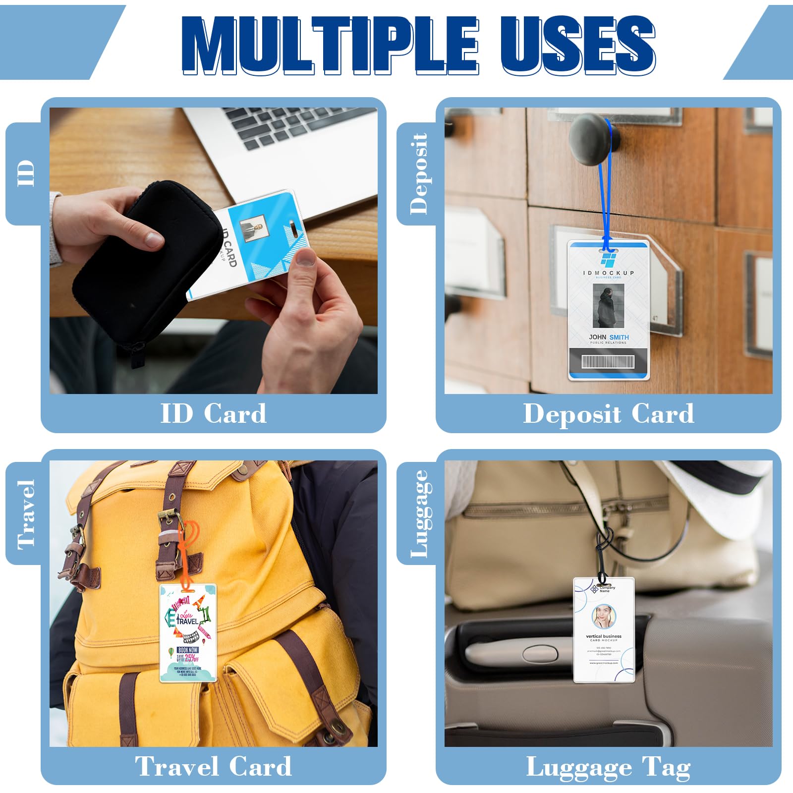 100 Pack 5 Mil Laminating Pouch with Clear Loop 2 1/2" x 4 1/4" Luggage Tag Laminating Pouches with Slot Hole Thermal Laminate Pouch Tags Kit Resealable for Work Permits Pass Cards Student ID Cards
