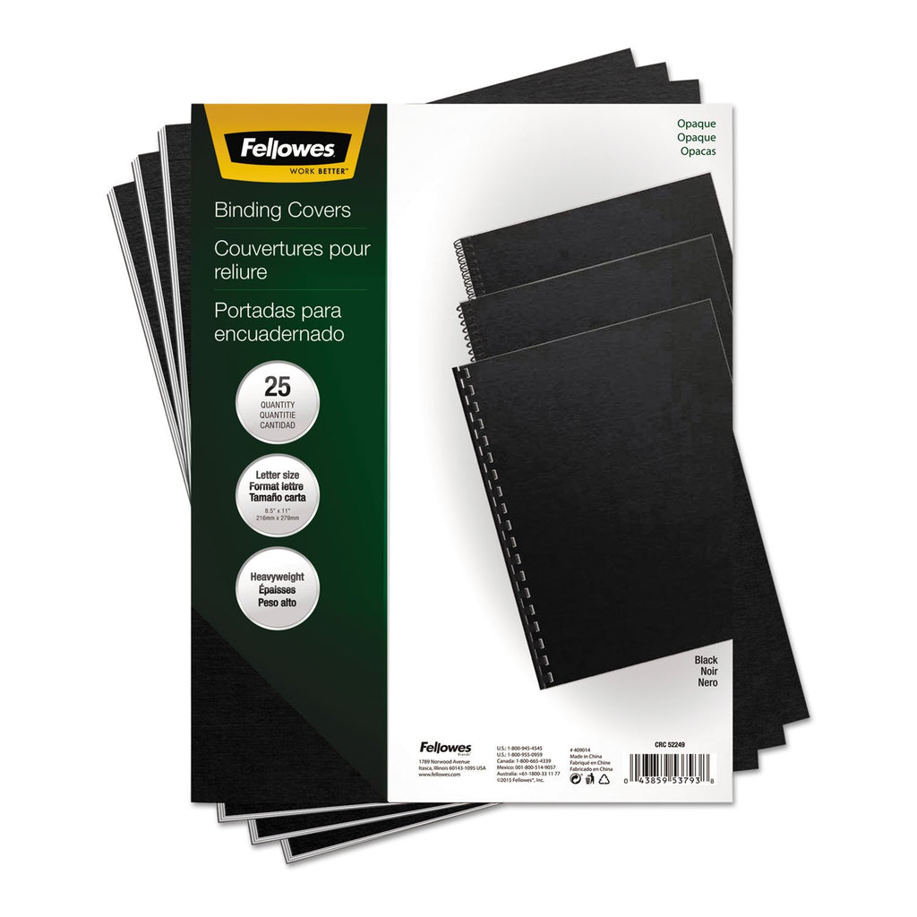 Fellowes Futura Presentation Covers, Letter, 25 Pack (Black), 5224901