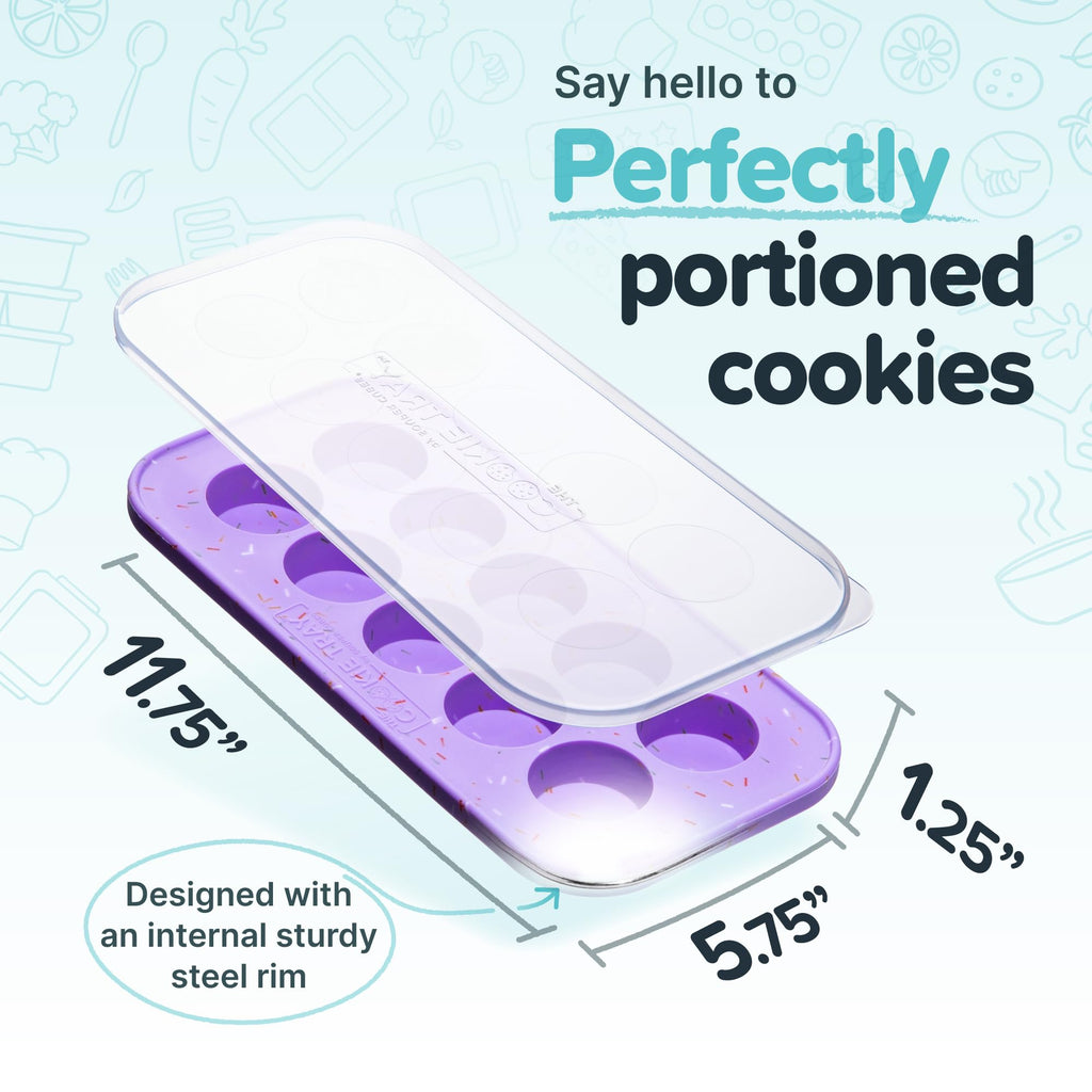 Souper Cubes Silicone Cookie Dough Freezer Tray - Perfect for Freezing and Storing Cookies, Mini Chocolates, Mini Egg Bites, Peanut Butter Cups and More - Lavender with Sprinkles - 2-Pack