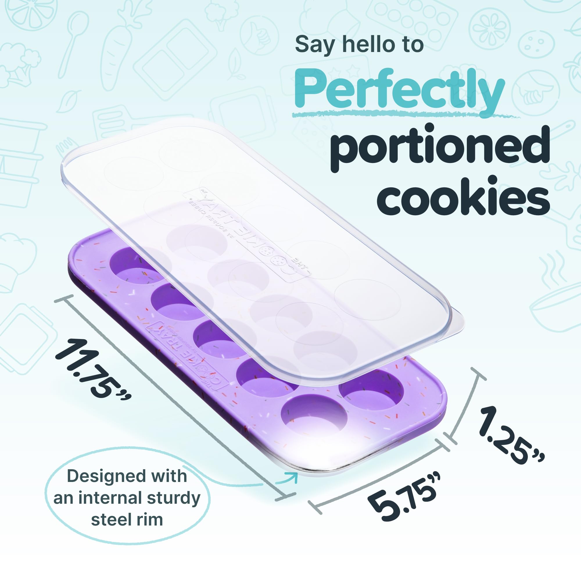 Souper Cubes Silicone Cookie Dough Freezer Tray - Perfect for Freezing and Storing Cookies, Mini Chocolates, Mini Egg Bites, Peanut Butter Cups and More - Lavender with Sprinkles - 2-Pack