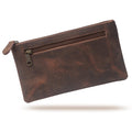 Wanderings Vintage Leather Pencil Pouch Case - 9"x5.5" / 23 x 14 cm - Hand Crafted Functional Brown Leather Zipper Pouch - Pencil Bag for Artists, Travel Makeup, Jewelry, and Purse Bag