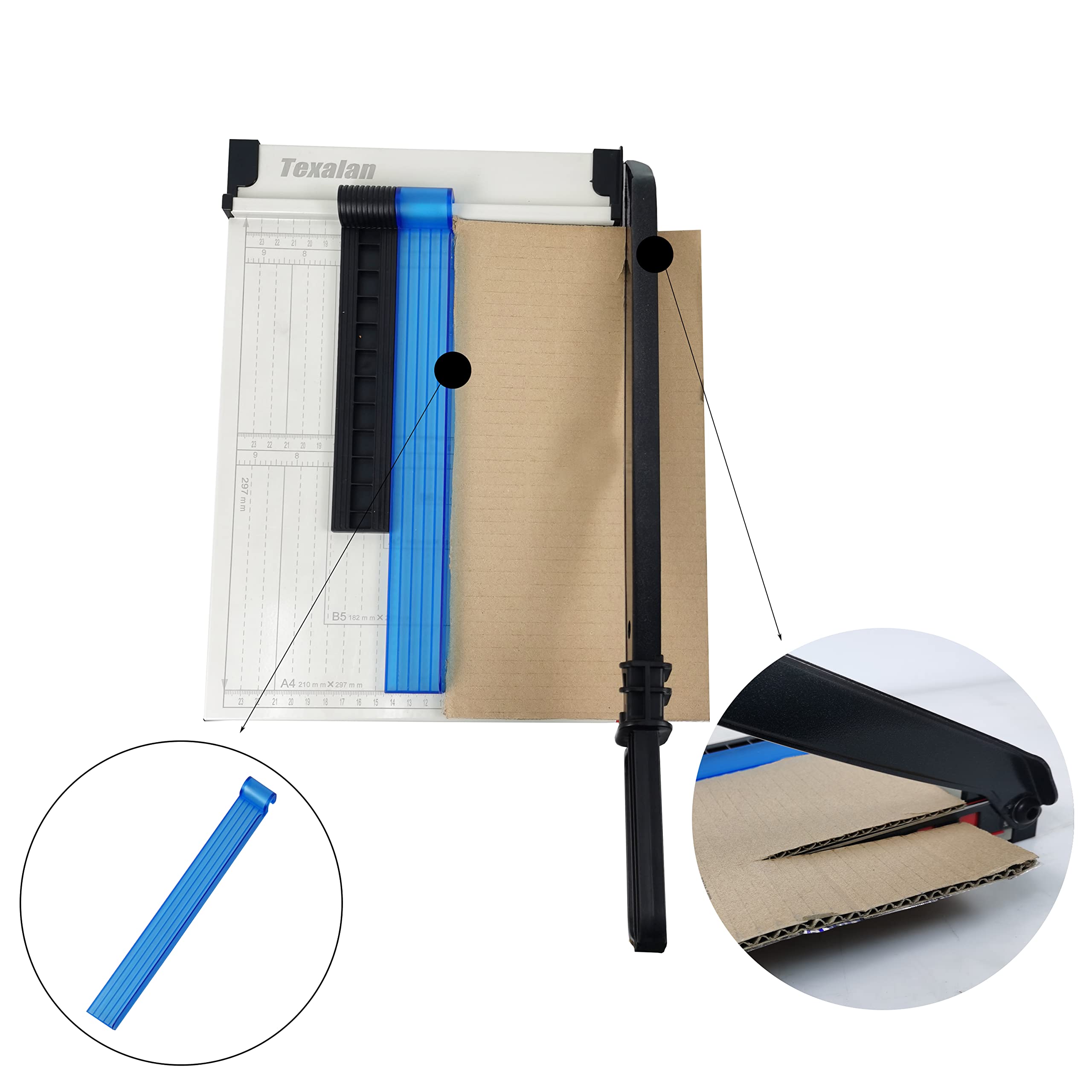 TEXALAN(R) Paper Cutter Letter Size Paper Trimmer 12” Cut Length 12 Sheet Capacity Guillotine Paper Photo Cutter with Magnet Clamp, Paper Guide, Size Guideline