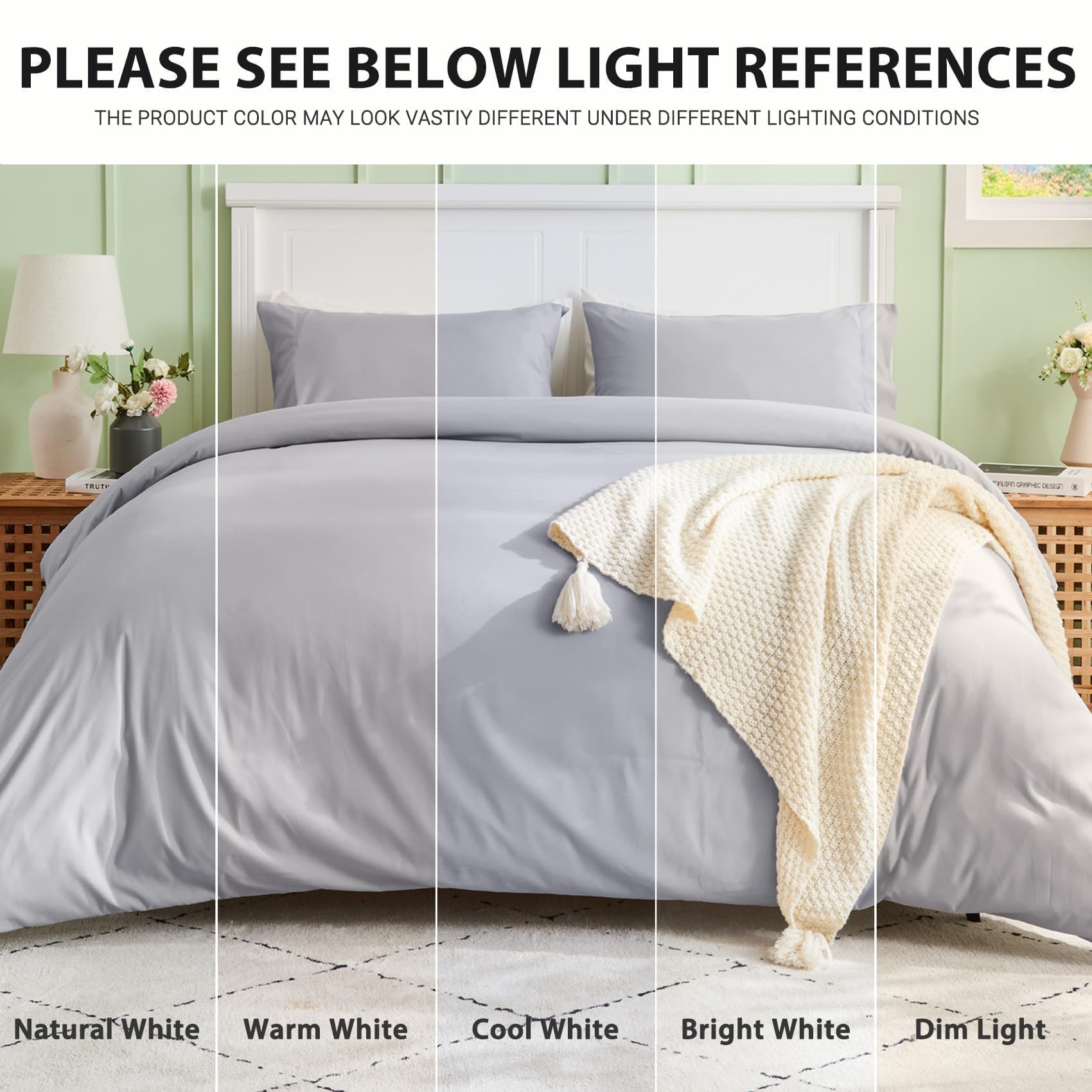 Sasttie Duvet Cover Queen, 3-Piece Ultra Soft Double Brushed Bedding Sets for All Season Use, Includes 1 Duvet Cover 90x90 Inches, 2 Envelope Pillowcases 20x30 Inches, Light Grey
