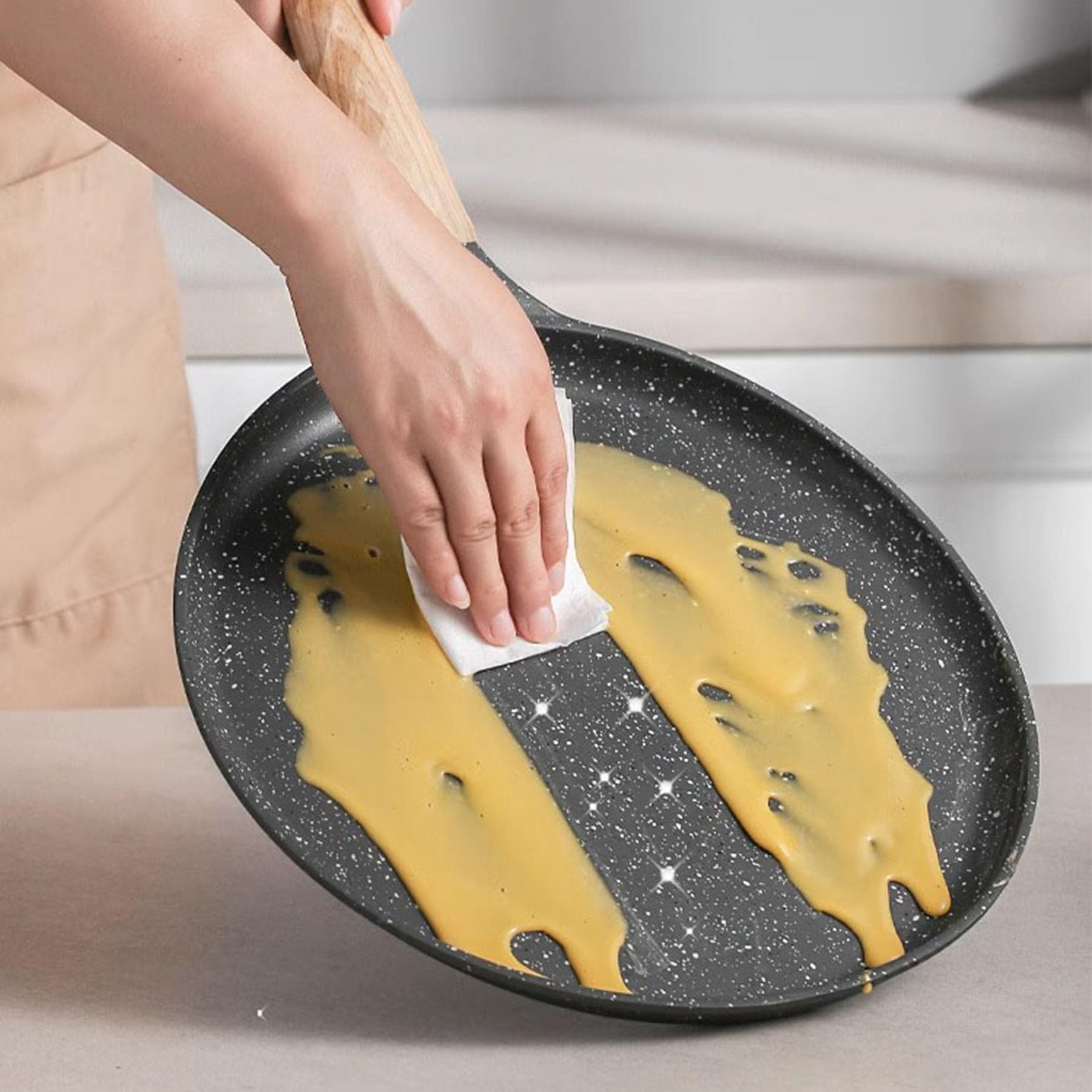 Nonstick Crepe Pan,Medical Stone Coating Dosa Pan Pancake Flat Skillet Tawa Griddle 10-Inch with Spreader,Induction Compatible