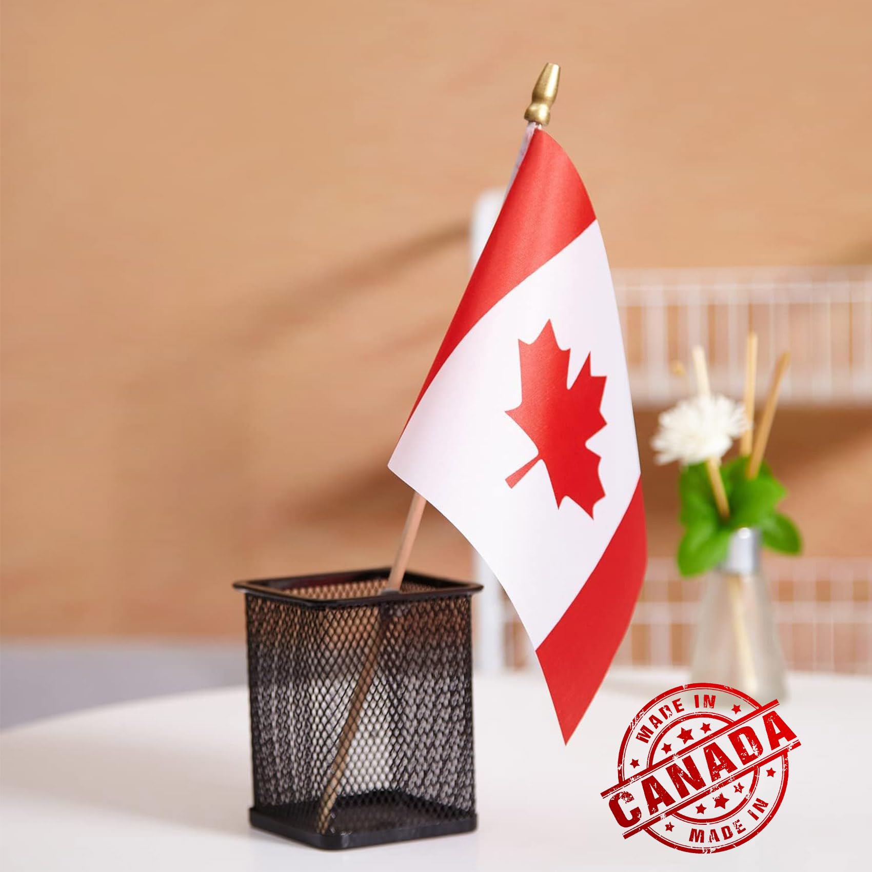 LOT OF 50-Small Canadian Flags on Stick 4x6 in,Canada Day Outdoor Decor Small Mini Flags Hand Held Stick Flags Spear Top For Outside Patriotic Holiday Yard Patio Parade Marker